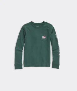 Tops, Tees & Polos<Vineyard Vines Girls' Hanukkah Icons Long-Sleeve Pocket Tee Jake Blue