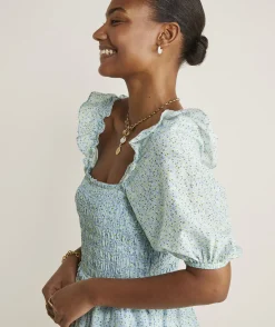 Kids|Swim & Cover-Ups<Vineyard Vines Girls' Harbor Coverup Cornflower/White Cap
