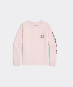 Tops, Tees & Polos<Vineyard Vines Girls' Heathered Vintage Whale Long-Sleeve Pocket Tee Papaya Punch Hthr