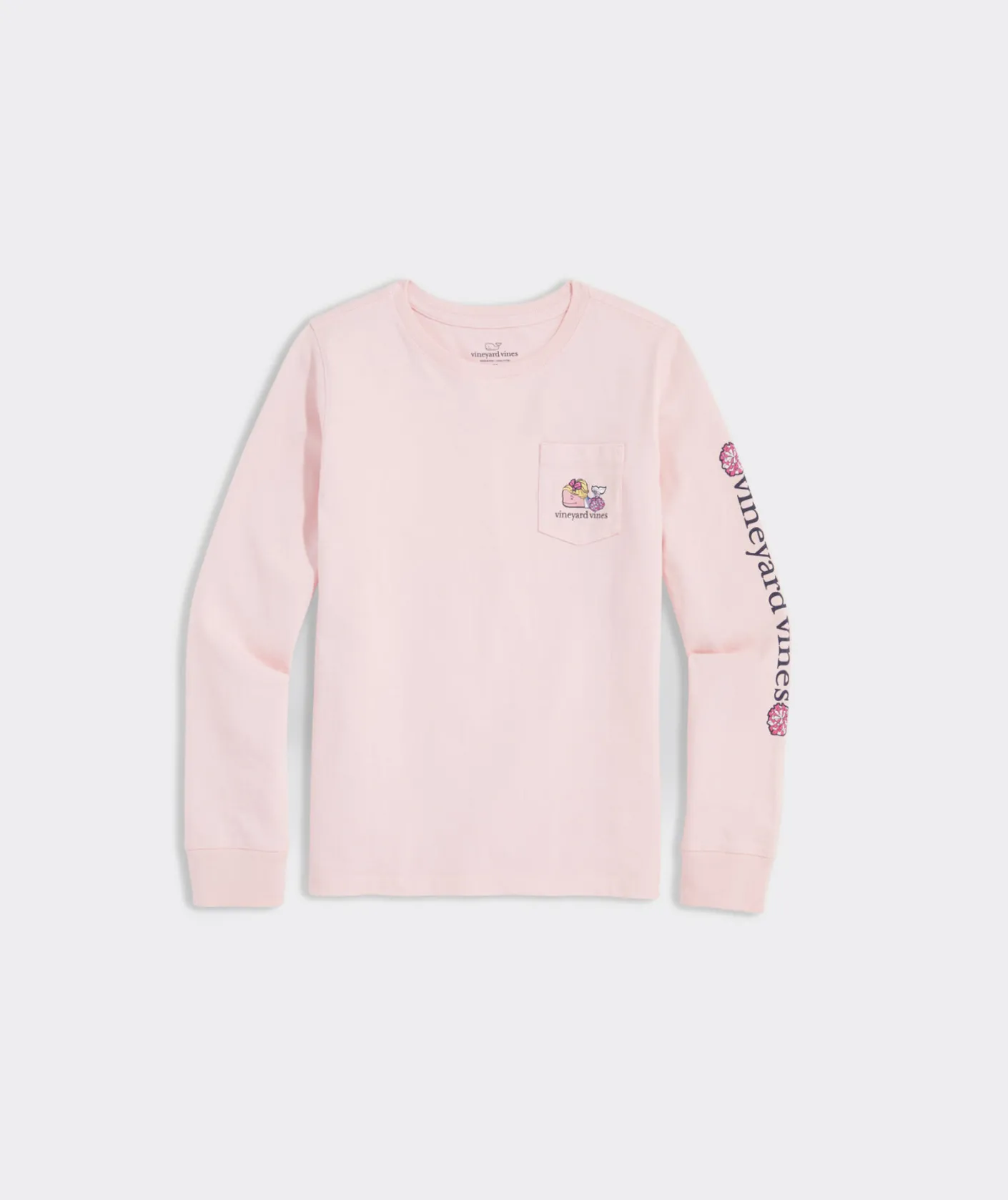 Tops, Tees & Polos<Vineyard Vines Girls' Heathered Vintage Whale Long-Sleeve Pocket Tee Papaya Punch Hthr