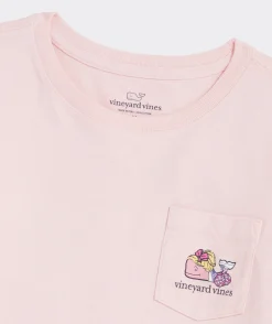 Tops, Tees & Polos<Vineyard Vines Girls' Heathered Vintage Whale Long-Sleeve Pocket Tee Papaya Punch Hthr