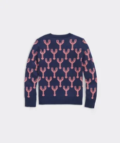 Sweaters<Vineyard Vines Girls' Ruffle Shine Crewneck Sweater Red Velvet
