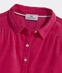 Dresses<Vineyard Vines Girls' Velvet Puff-Sleeve Dress Blackwatch Pink Pop