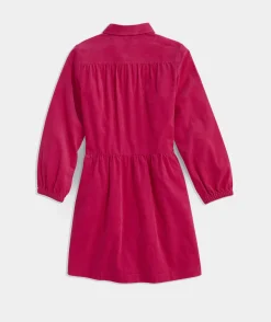 Dresses<Vineyard Vines Girls' Velvet Puff-Sleeve Dress Blackwatch Pink Pop