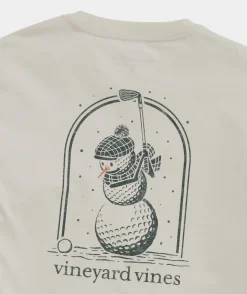 Tees<Vineyard Vines Golf Ball Snowman Long-Sleeve Tee Stone