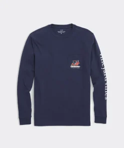 Tees<Vineyard Vines Golf Cart Sleigh Long-Sleeve Pocket Tee Nautical Navy