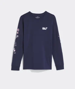 Tees<Vineyard Vines Golf Club Light Outline Whale Long-Sleeve Pocket Tee Starboard Green