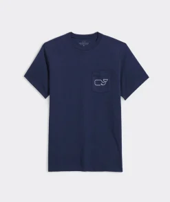 Tees<Vineyard Vines Golf Whale Club Short-Sleeve Pocket Tee Blue Blazer