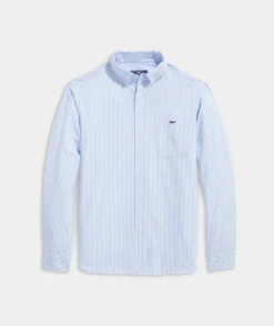 Mens|Tees<Vineyard Vines Graphic Waves Long-Sleeve Dunes Tee Mallard Blue Heather