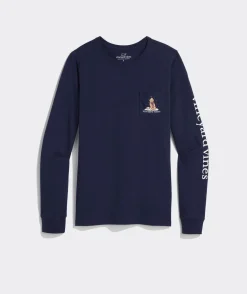 Tees<Vineyard Vines Halloween Icons Long-Sleeve Pocket Tee Blue Blazer