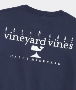 Tees<Vineyard Vines Happy Hanukkah Long-Sleeve Tee Nautical Navy