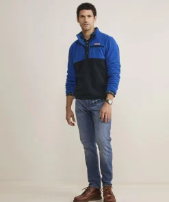 Quarter-Zips|Sweatpants & Sweatshirts<Vineyard Vines Harbor Fleece Quarter-Snap Maritime Blue