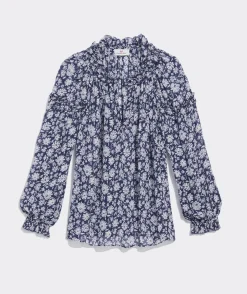 Shirts & Tops<Vineyard Vines Harbor Seersucker Grid Print Ruffle Popover Haven Grid - Blue