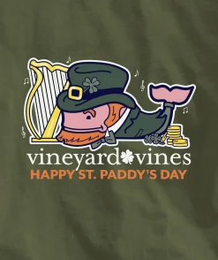 Tees<Vineyard Vines Harp Leprechaun Whale Long-Sleeve Pocket Tee Cypress