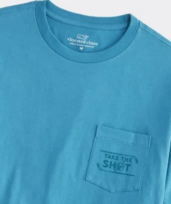 Tees<Vineyard Vines Hockey Take The Shot Long-Sleeve Pocket Tee Larkspur