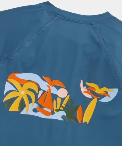 Swim & Cover-Ups|Swim & Rashguards<Vineyard Vines Kids' Raglan Rashguard Sea Icn Naut Navy