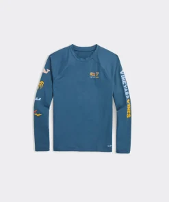Swim & Cover-Ups|Swim & Rashguards<Vineyard Vines Kids' Raglan Rashguard Sea Icn Naut Navy