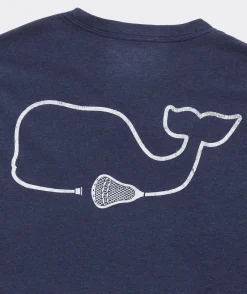 Tees<Vineyard Vines Lacrosse Stick Whale Long-Sleeve Pocket Tee Nautical Navy Hthr