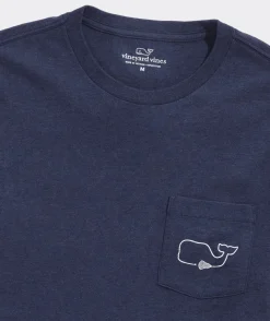 Tees<Vineyard Vines Lacrosse Stick Whale Long-Sleeve Pocket Tee Nautical Navy Hthr