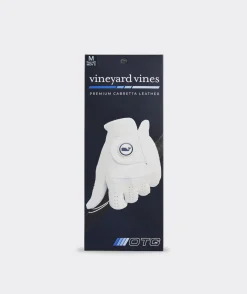 Hats<Vineyard Vines Leather Whale Dot Golf Glove Left Hand White Cap