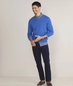 Sweaters<Vineyard Vines Lightweight Cashmere V-Neck Sweater Hull Blue