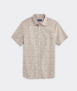 Mens|Button-Down Shirts<Vineyard Vines Linen Short-Sleeve Stripe Shirt Nautical Navy STP