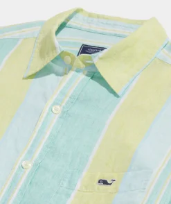 Mens|Button-Down Shirts<Vineyard Vines Linen Solid Shirt Navy Yarn-Dye