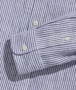 Button-Down Shirts<Vineyard Vines Linen Stripe Shirt Nautical Navy STP