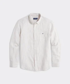 Button-Down Shirts<Vineyard Vines Linen Stripe Shirt Cappuccino