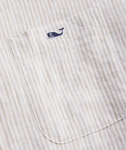 Button-Down Shirts<Vineyard Vines Linen Stripe Shirt Cappuccino
