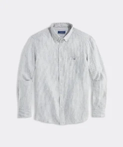 Button-Down Shirts<Vineyard Vines Linen Stripe Shirt Cypress STP