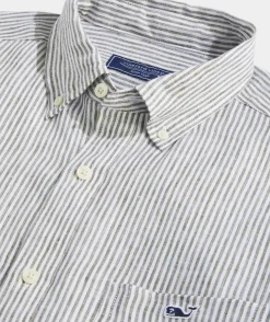 Button-Down Shirts<Vineyard Vines Linen Stripe Shirt Cypress STP