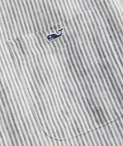 Button-Down Shirts<Vineyard Vines Linen Stripe Shirt Cypress STP