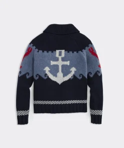 Sweaters<Vineyard Vines Lobster Shawl Full-Zip Cardigan Nautical Navy
