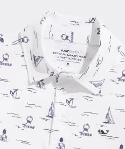 Los Angeles Chargers<Vineyard Vines Los Angeles Chargers Bradley Stripe Sankaty Polo StripeWhite/Granite