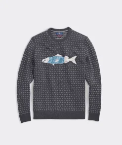 Sweaters<Vineyard Vines Merino Wool Fish Knit Crewneck Sweater Charcoal Heather