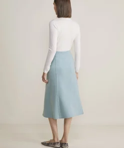 Dresses & Skirts<Vineyard Vines Merino Wool Midi Skirt Porcelain Blue