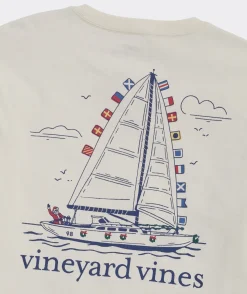 Tees<Vineyard Vines Merry Christmas Burgees Long-Sleeve Tee Marshmallow