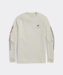 Tees<Vineyard Vines Merry Christmas Burgees Long-Sleeve Tee Marshmallow