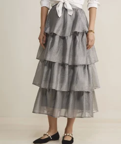 Dresses & Skirts<Vineyard Vines Metallic Check Maxi Skirt Metallic Check-Black