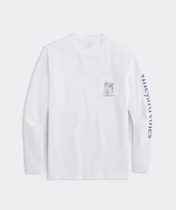 Tees<Vineyard Vines Mountain Dogs Long-Sleeve Pocket Tee White Cap