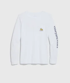 Tees<Vineyard Vines New Year's Eve Foil Disco Ball Whale Long-Sleeve Tee Nautical Navy