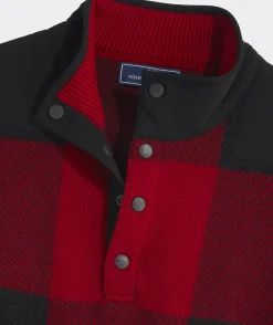 Sweaters<Vineyard Vines On-The-Go Buffalo Check Quarter-Snap Mockneck Sweater Red Velvet