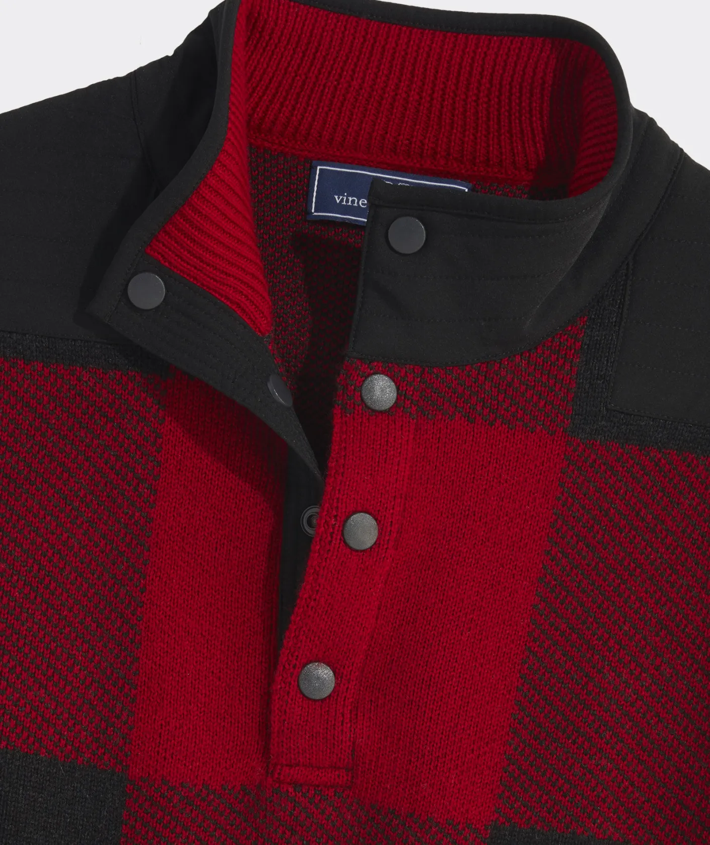 Sweaters<Vineyard Vines On-The-Go Buffalo Check Quarter-Snap Mockneck Sweater Red Velvet