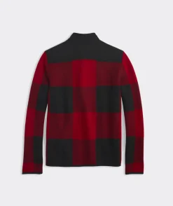 Sweaters<Vineyard Vines On-The-Go Buffalo Check Quarter-Snap Mockneck Sweater Red Velvet