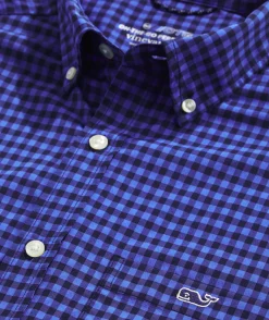 Button-Down Shirts<Vineyard Vines On-The-Go Nylon Gingham Shirt Ging Nautical Navy