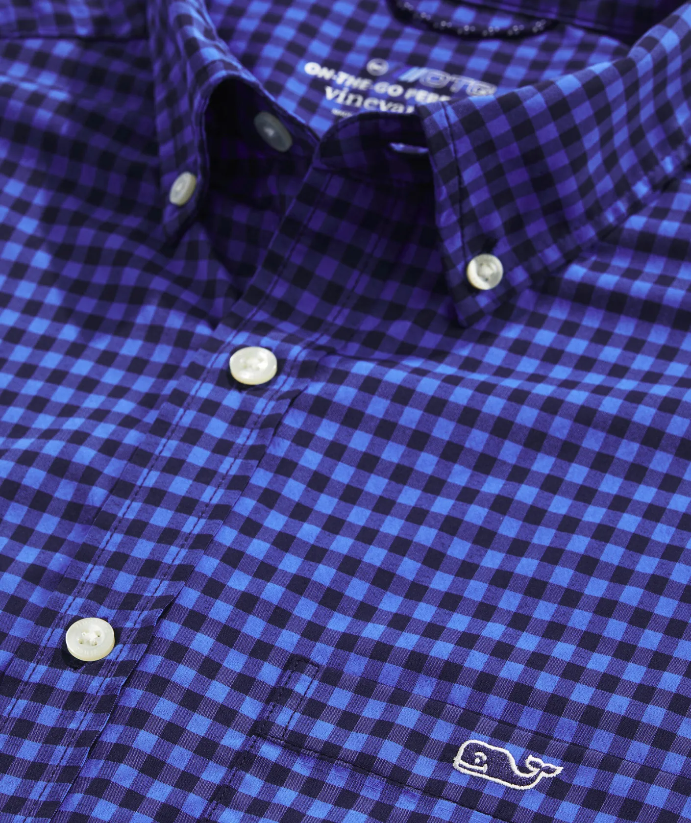 Button-Down Shirts<Vineyard Vines On-The-Go Nylon Gingham Shirt Ging Nautical Navy