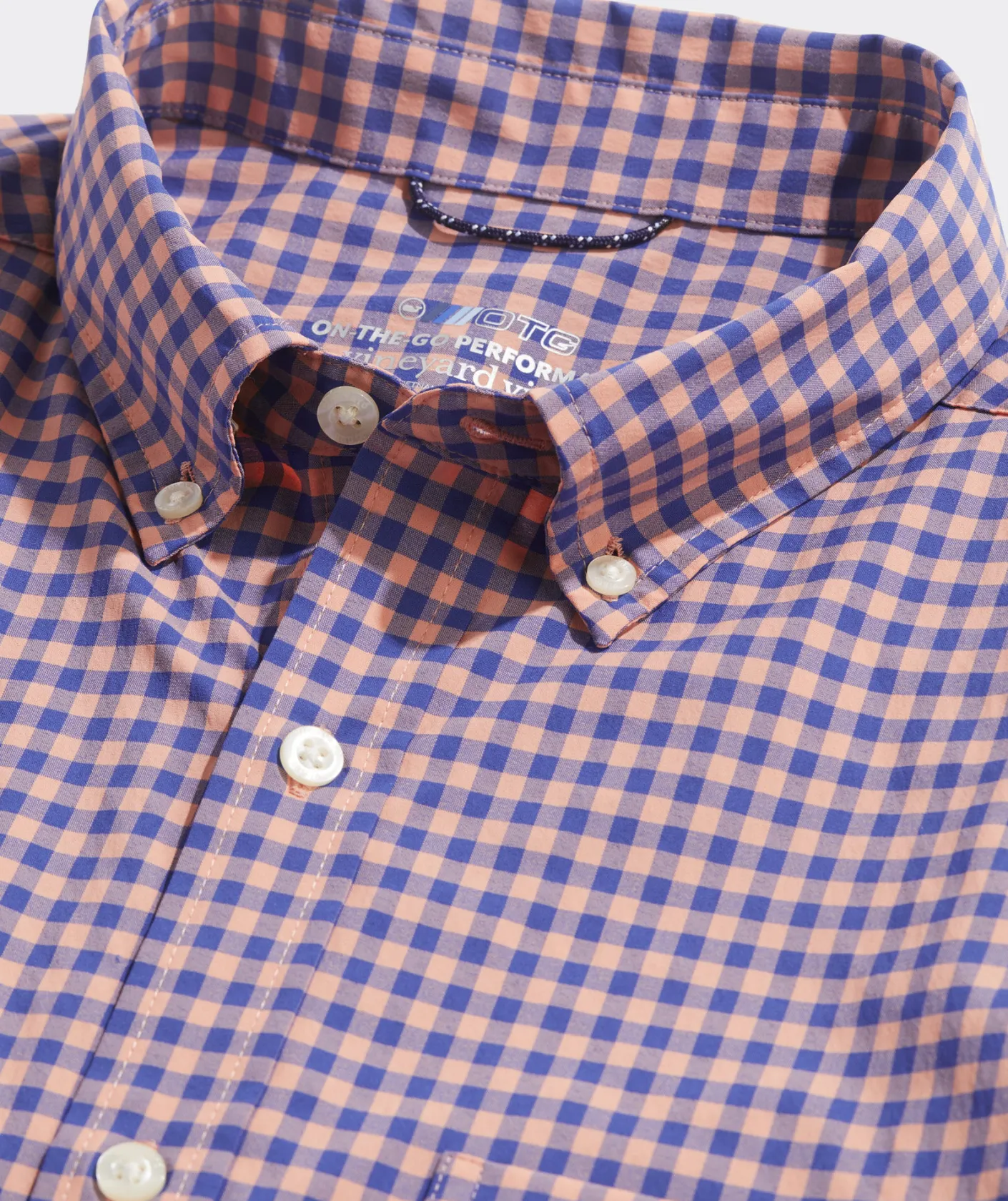 Button-Down Shirts<Vineyard Vines On-The-Go Nylon Gingham Shirt Ging Tequila Sunrise