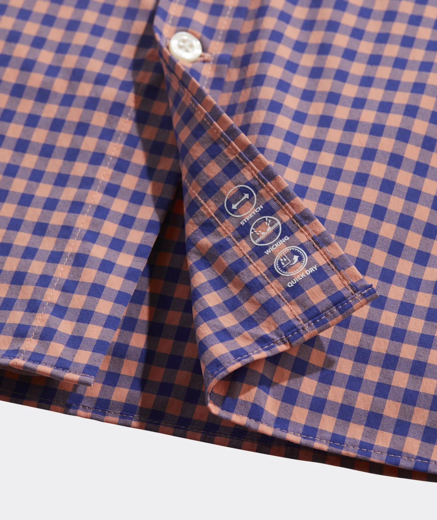 Button-Down Shirts<Vineyard Vines On-The-Go Nylon Gingham Shirt Ging Tequila Sunrise