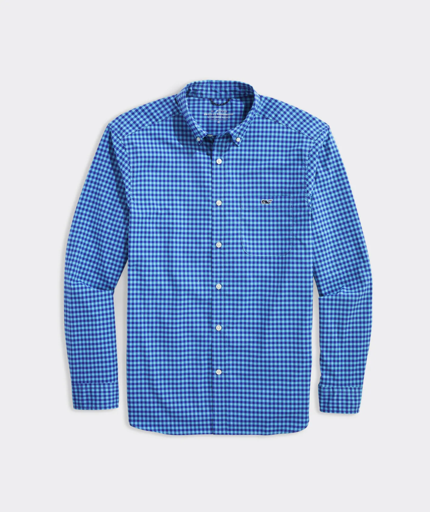 Button-Down Shirts<Vineyard Vines On-The-Go Nylon Gingham Shirt Gingham Aqua Ocean